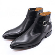 Buckle Strap Zipper Boots For Men