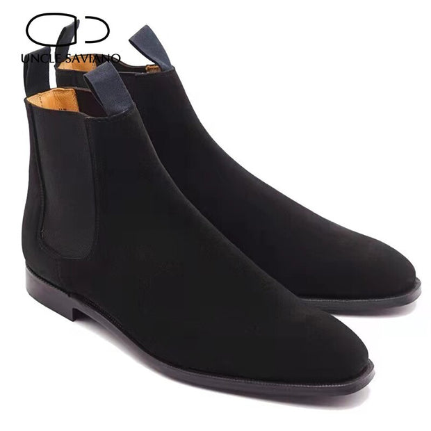 Genuine Leather Casual Chelsea Boot -  Velvet