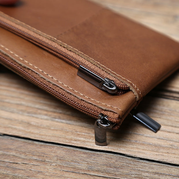 First Layer Cowhide Leather Men's Zipper Coin Wallet