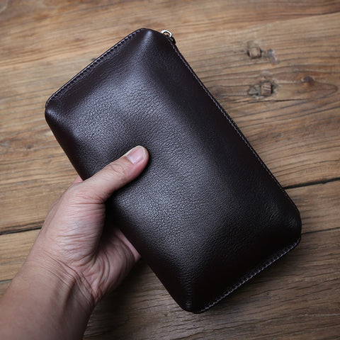 Men's First Layer Cowhide Leather Long Wallet