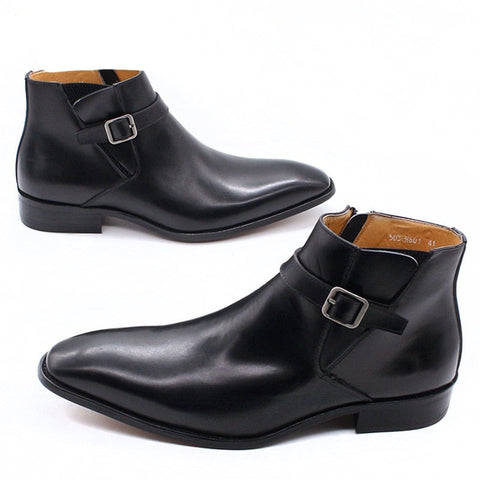 Buckle Strap Zipper Boots For Men