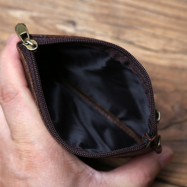 First Layer Cowhide Leather Mini Zipper Wallet