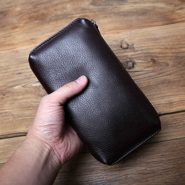 Men's First Layer Cowhide Leather Long Wallet