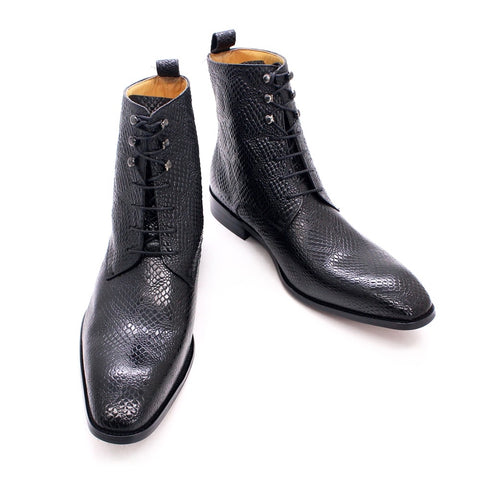 Men Real Cow Leather Snake Print British Ankle Boots