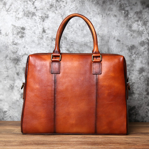 Men Vintage Handmade Leather Polish Handbag