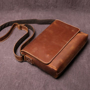 Men's Retro Crazy Horse Cowhide Leather Shoulder Bag