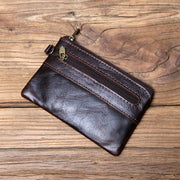 First Layer Cowhide Leather Mini Zipper Wallet