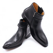 Buckle Strap Zipper Boots For Men