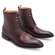 Men Real Cow Leather Snake Print British Ankle Boots