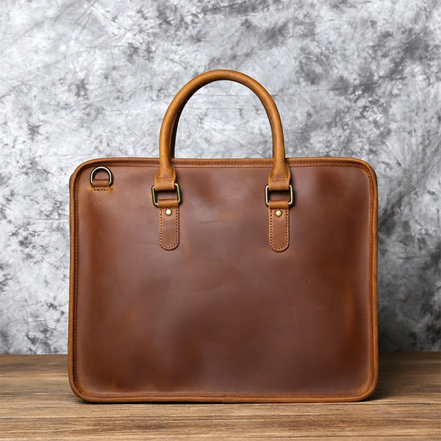 Mad Horse Style Leather Men Briefcase