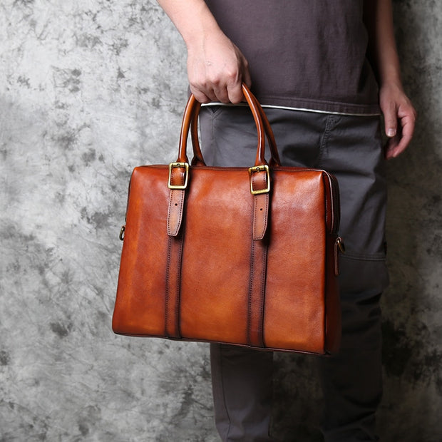 Men Vintage Handmade Leather Polish Handbag