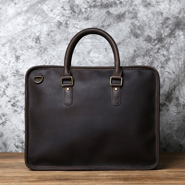 Mad Horse Style Leather Men Briefcase