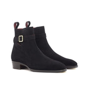 Genuine Leather Jodhpur Boots - Black Velvet