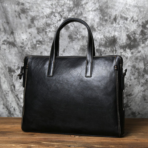 Men Leather  Cowhide Business Laptop Bag