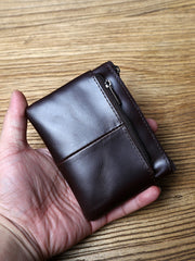 First Layer Cowhide Leather Men's Zipper Coin Wallet