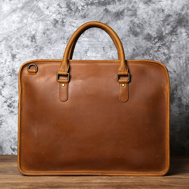 Mad Horse Style Leather Men Briefcase