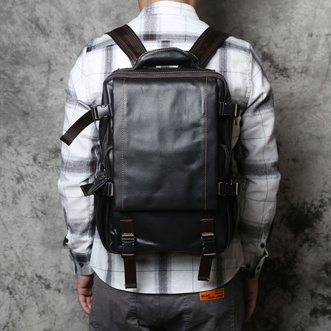 First Layer Cowhide Leather Men's Backpack