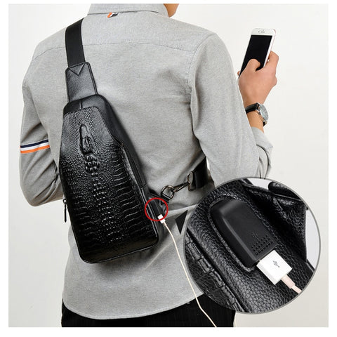 Luxury Brand Men Leather Chest Bag