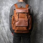 Genuine First Layer Cowhide Leather Men's Backpack