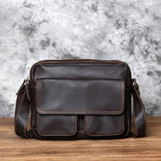 Retro First Layer Cowhide Handmade Leather Men's Shoulder Bag