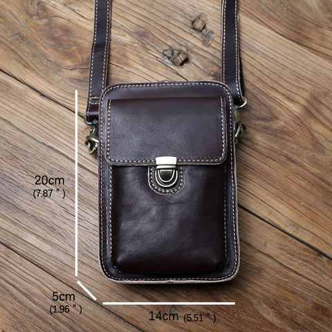 Vegetable Tanned Leather Mobile Phone Bag