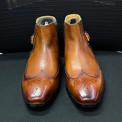 Real Cow Leather Classic Dress Boots for Men