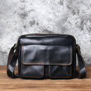 Retro First Layer Cowhide Handmade Leather Men's Shoulder Bag