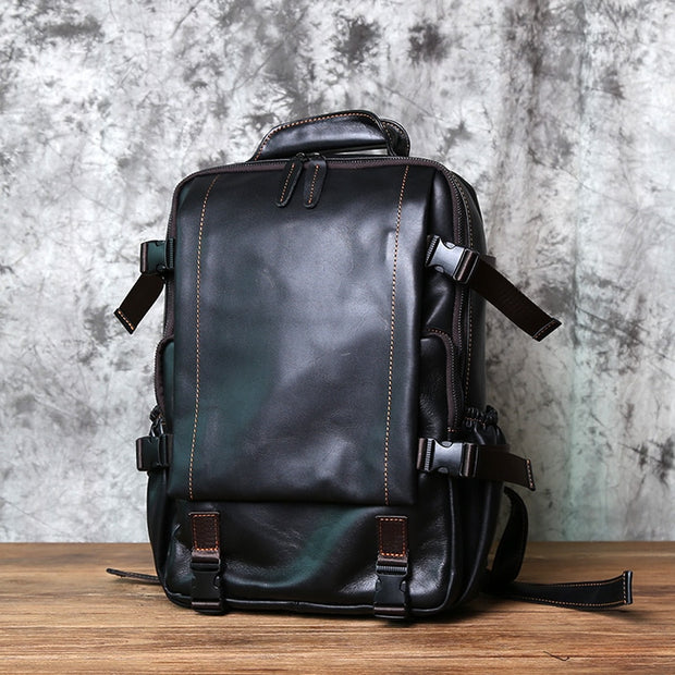 Top Layer Cowhide Leather Men's Top Layer Backpack