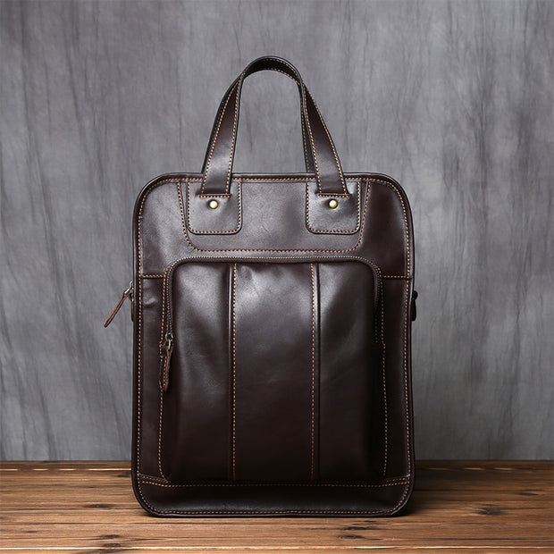 Natural Cowhide Vertical Men Handbag