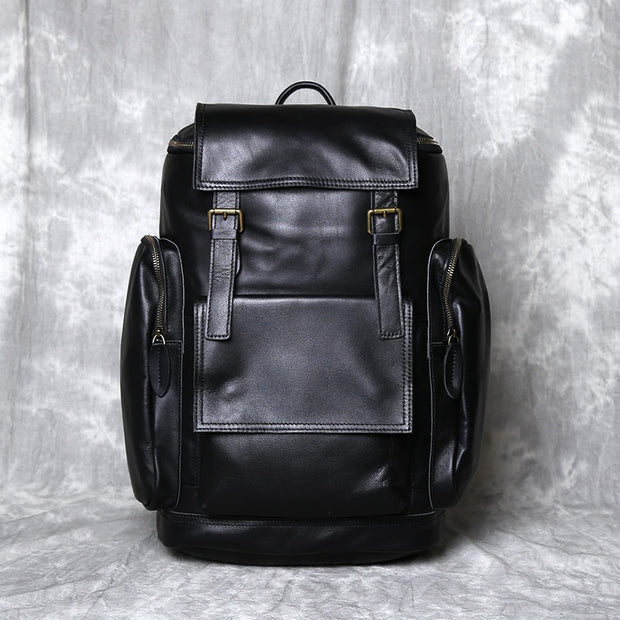 Genuine First Layer Cowhide Leather Men's Backpack