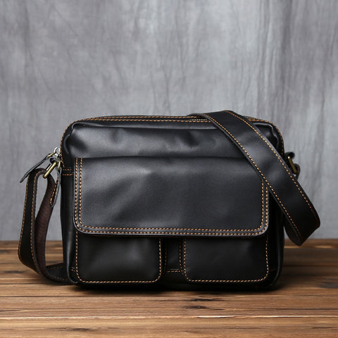 Casual Top Layer Leather Messenger Bag