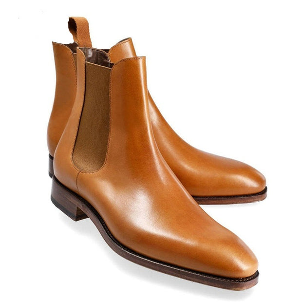 Genuine Leather Chelsea Boots - Brown