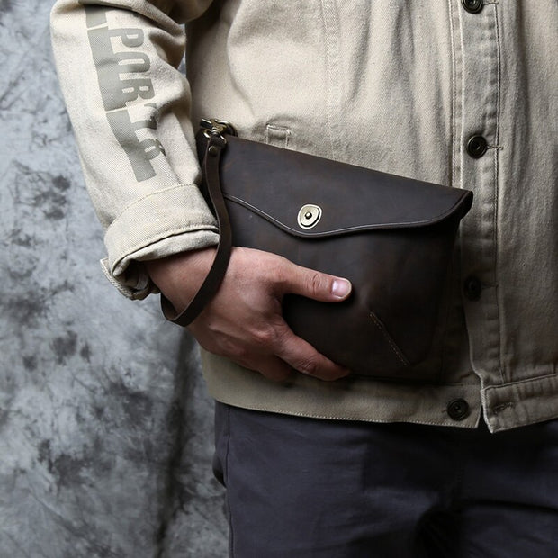 Top Layer Cowhide Leather Men's Shoulder Bag