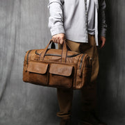 Top Layer Cowhide Leather Men's Hand Luggage Bag