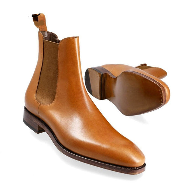 Genuine Leather Chelsea Boots - Brown