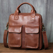 Retro Top Layer Cowhide Leather Men's Handbag