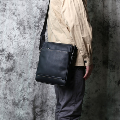 Top Layer Cowhide Leather Men's Messenger Business Bag