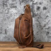 Retro Top Layer Cowhide Leather Men's Chest Bag