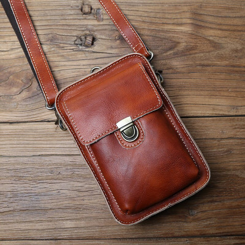 Vegetable Tanned Leather Mobile Phone Bag