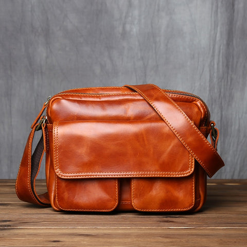 Casual Top Layer Leather Messenger Bag