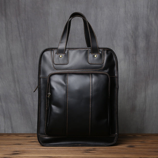 Natural Cowhide Vertical Men Handbag