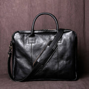 Vegetable Tanned Leather Zipper Briefcase