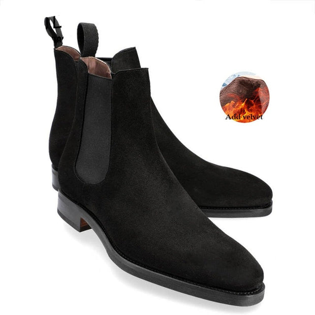 Genuine Leather Professional Chelsea Boot - Black Velvet