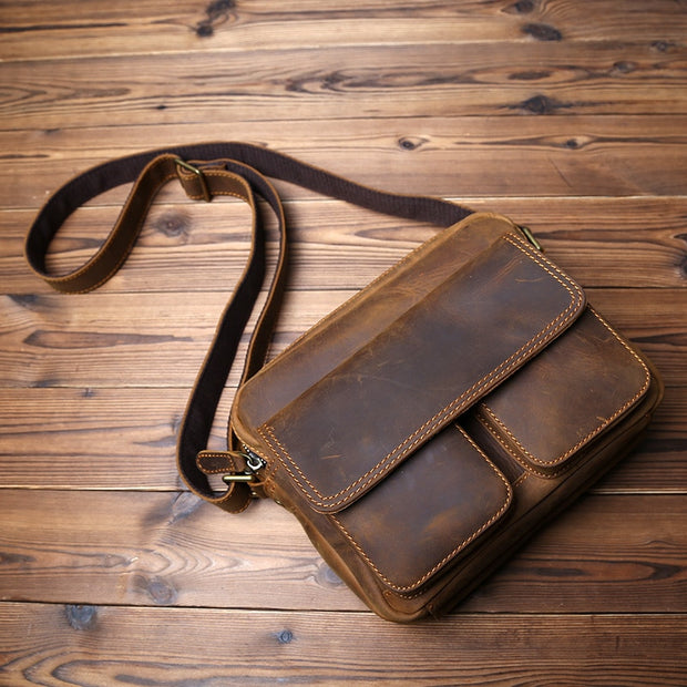 Casual Top Layer Leather Messenger Bag