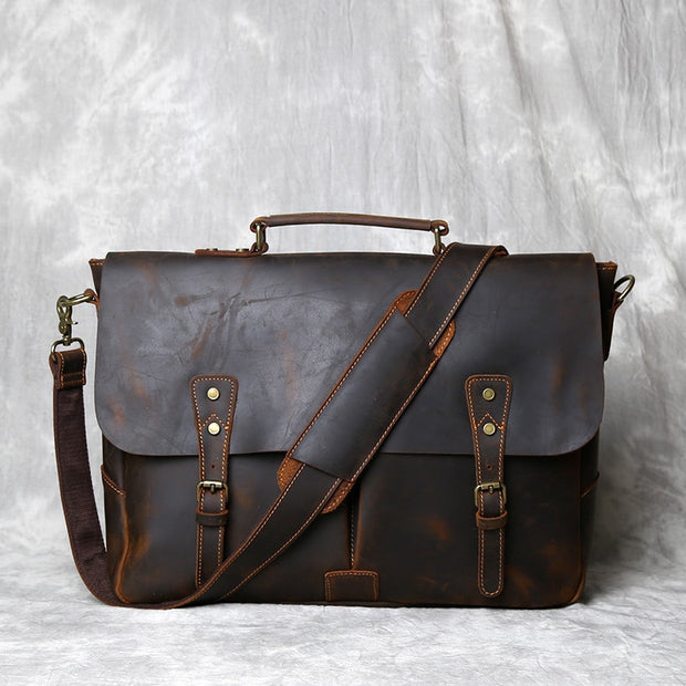 Crazy Horse Leather Men Casual Shoulder Bag