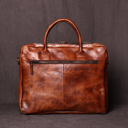 Vegetable Tanned Leather Zipper Briefcase