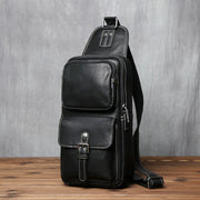 Top Layer Cowhide Leather Men's Chest Bag