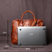 Vegetable Tanned Leather Zipper Briefcase