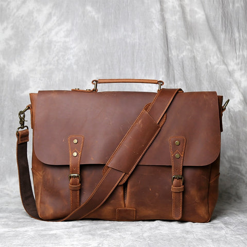 Crazy Horse Leather Men Casual Shoulder Bag