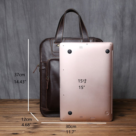 Natural Cowhide Vertical Men Handbag